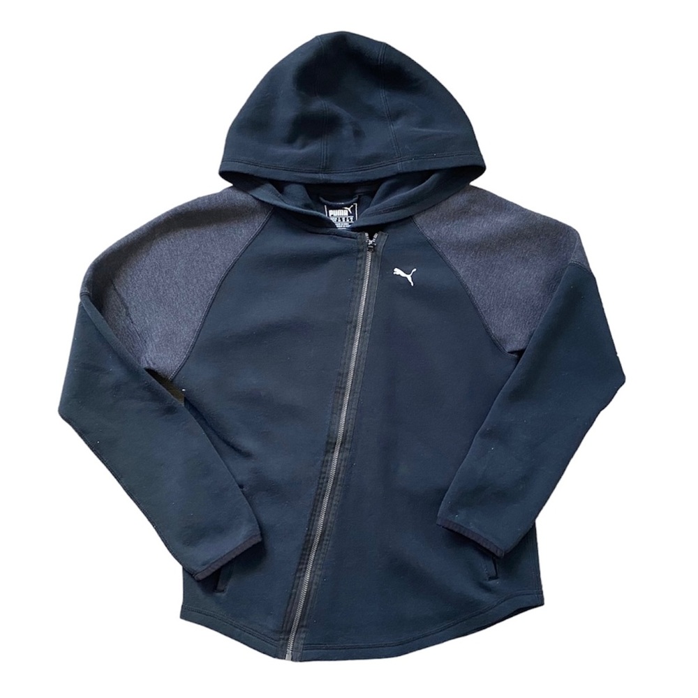 Puma Women Black Grey Full Zip Activewear Hoodie Jumper Sz XS AU8 - Picture 2 of 10